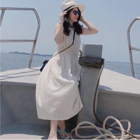 Zara cream ivory off white crochet midi dress - Picture 6 of 8